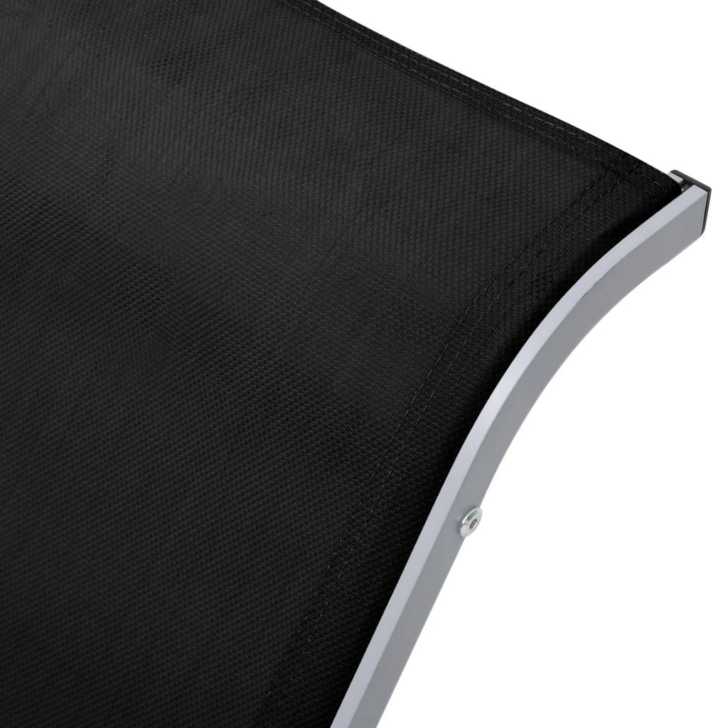 Transat Chaise Longue Textilène Aluminium Plage Jardin Noir - ComfortXL Outdoor Living - Image 6