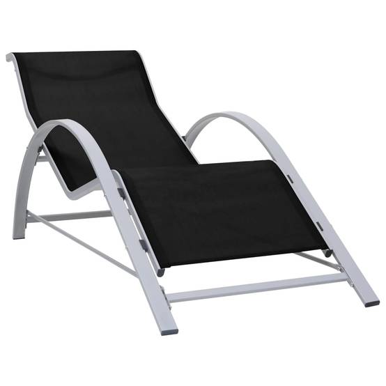 Transat Chaise Longue Textilène Aluminium Plage Jardin Noir - ComfortXL Outdoor Living - Image 1