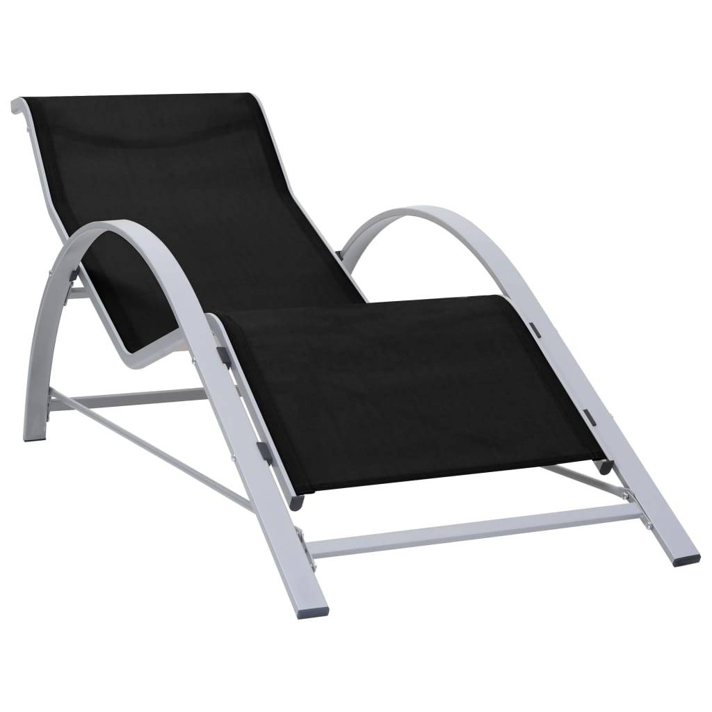 Transat Chaise Longue Textilène Aluminium Plage Jardin Noir - ComfortXL Outdoor Living - Image 1