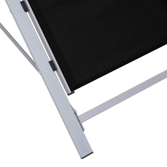 Transat Chaise Longue Textilène Aluminium Plage Jardin Noir - ComfortXL Outdoor Living - Image 5
