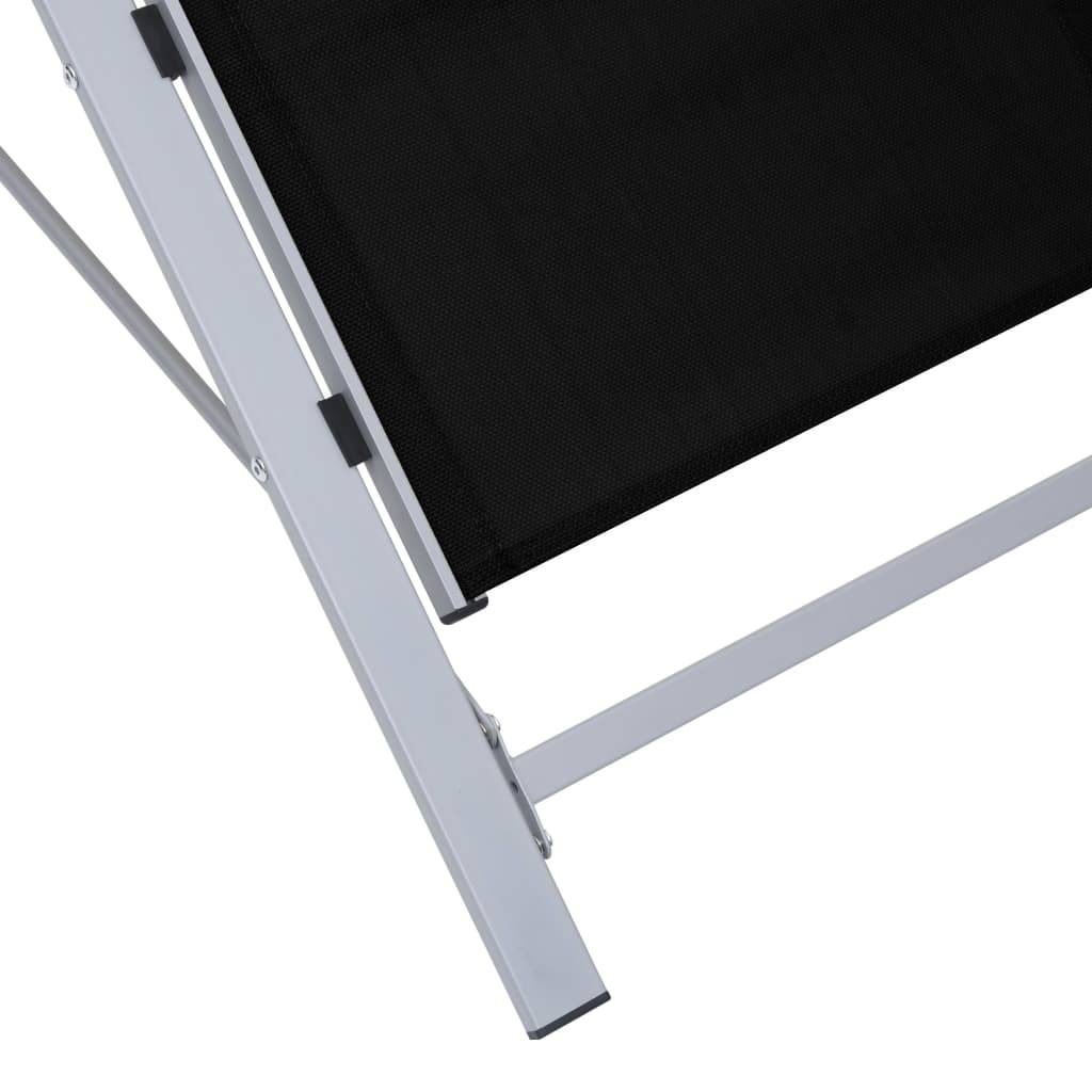 Transat Chaise Longue Textilène Aluminium Plage Jardin Noir - ComfortXL Outdoor Living - Image 5