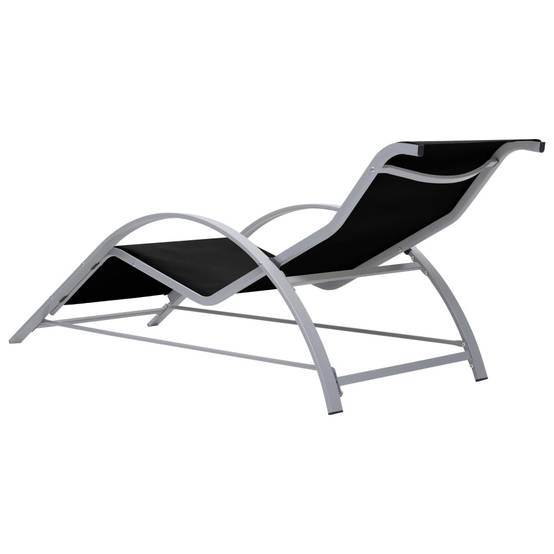 Transat Chaise Longue Textilène Aluminium Plage Jardin Noir - ComfortXL Outdoor Living - Image 4