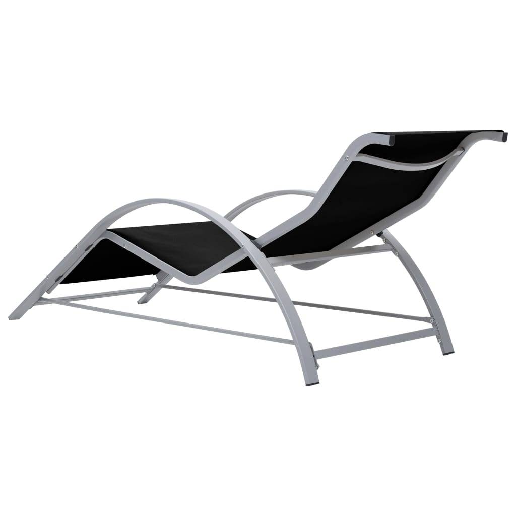 Transat Chaise Longue Textilène Aluminium Plage Jardin Noir - ComfortXL Outdoor Living - Image 4