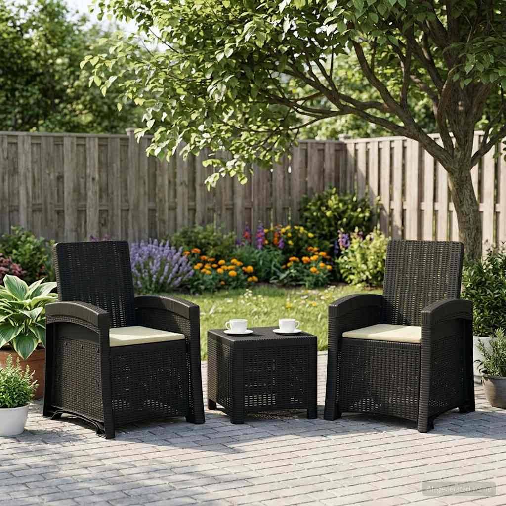 Chaises de jardin polypropylène anthracite et crème 56 x 63 x 92 cm - PANGIVO - Image 1