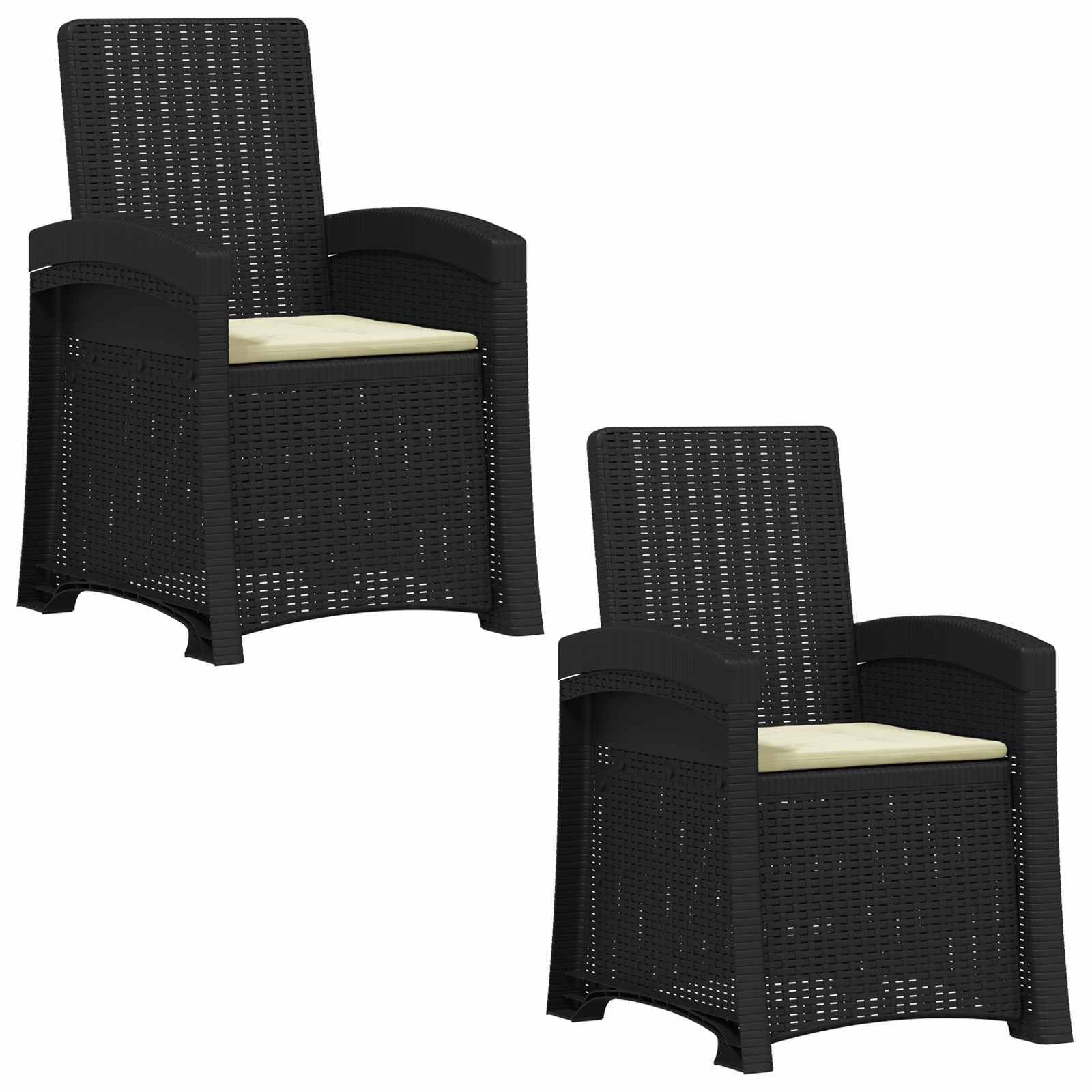 Chaises de jardin polypropylène anthracite et crème 56 x 63 x 92 cm - PANGIVO - Image 2