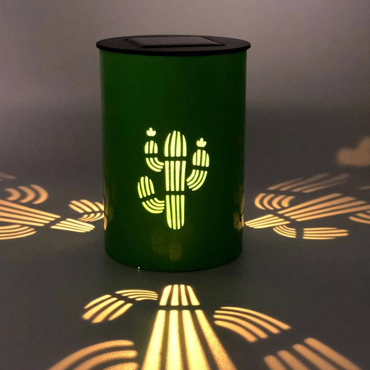 Lumisky - Lanterne solaire jeu de lumière CACTUS Vert Metal H13cm - Image 2