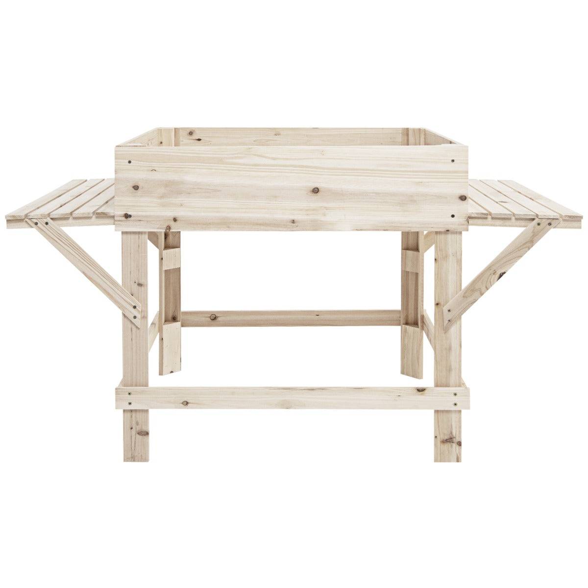 Helloshop26 - Jardinière sur pieds en bois avec tablettes latérales trous de drainage et doublure idéal pour légumes fleurs herbres - Imagen 1