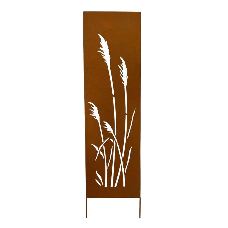 La Grande Prairie - Panneau Décoratif de Jardin Roseaux en Fer Effet Rouille 30x120cm - Image 2