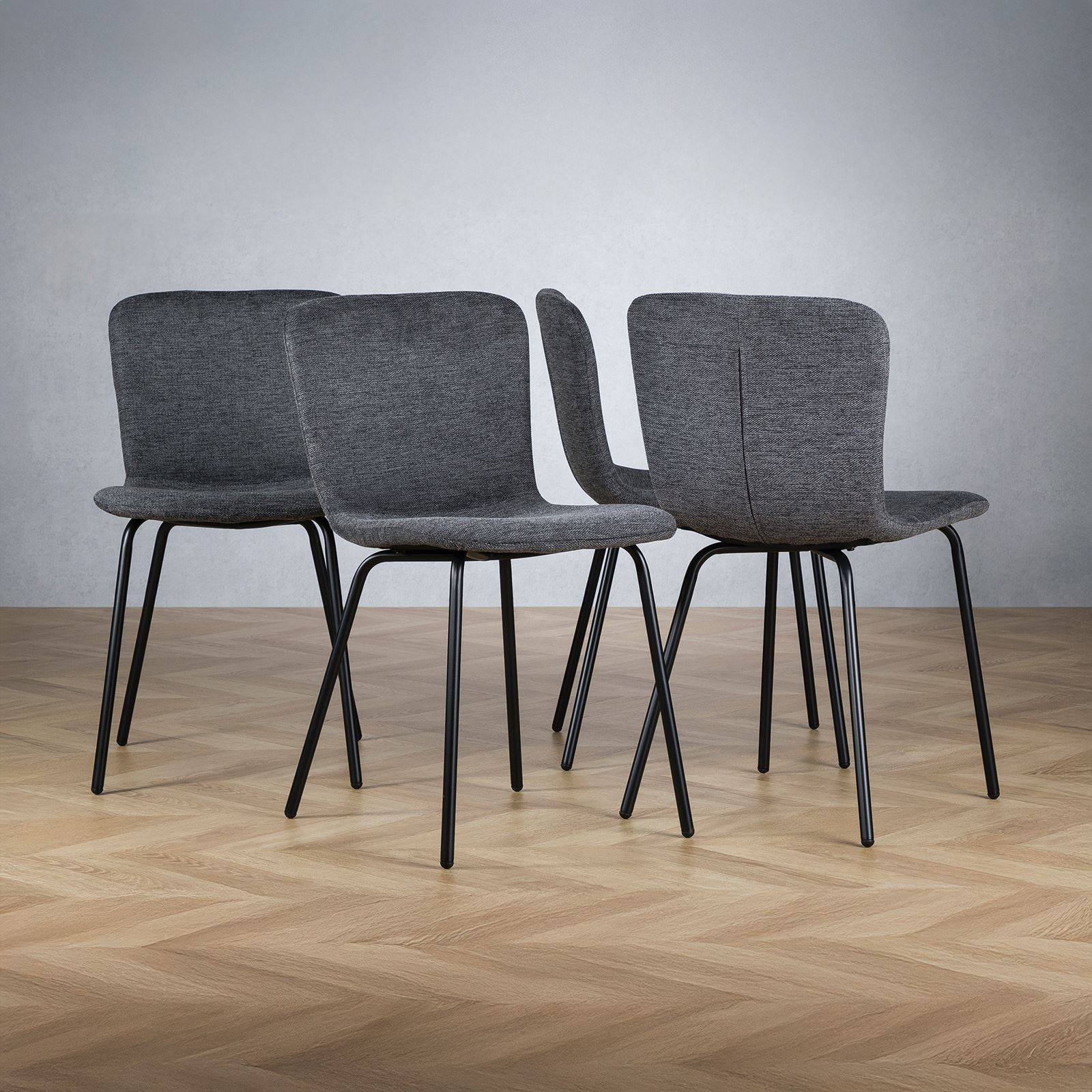 Lot de 4 chaises AUDREY en tissu noir - Image 4