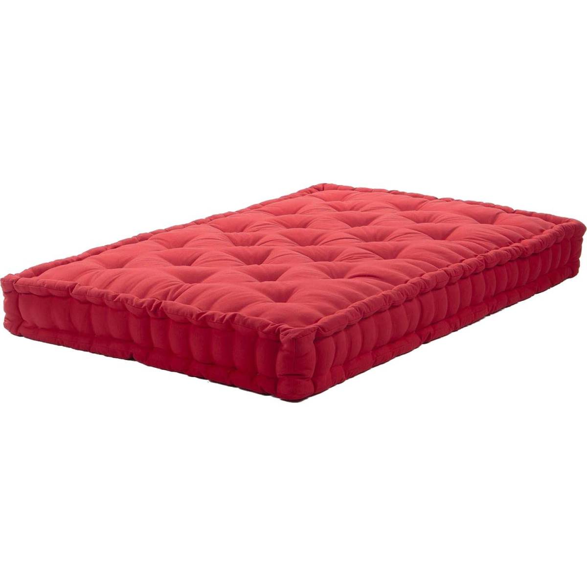 Jardindeco - Coussin de palette en coton coloré 120 x 80 cm Rouge - Imagen 1