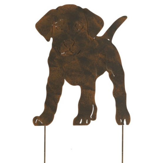 Fleur - Déco de jardin Chien en métal 48cm - Fleur