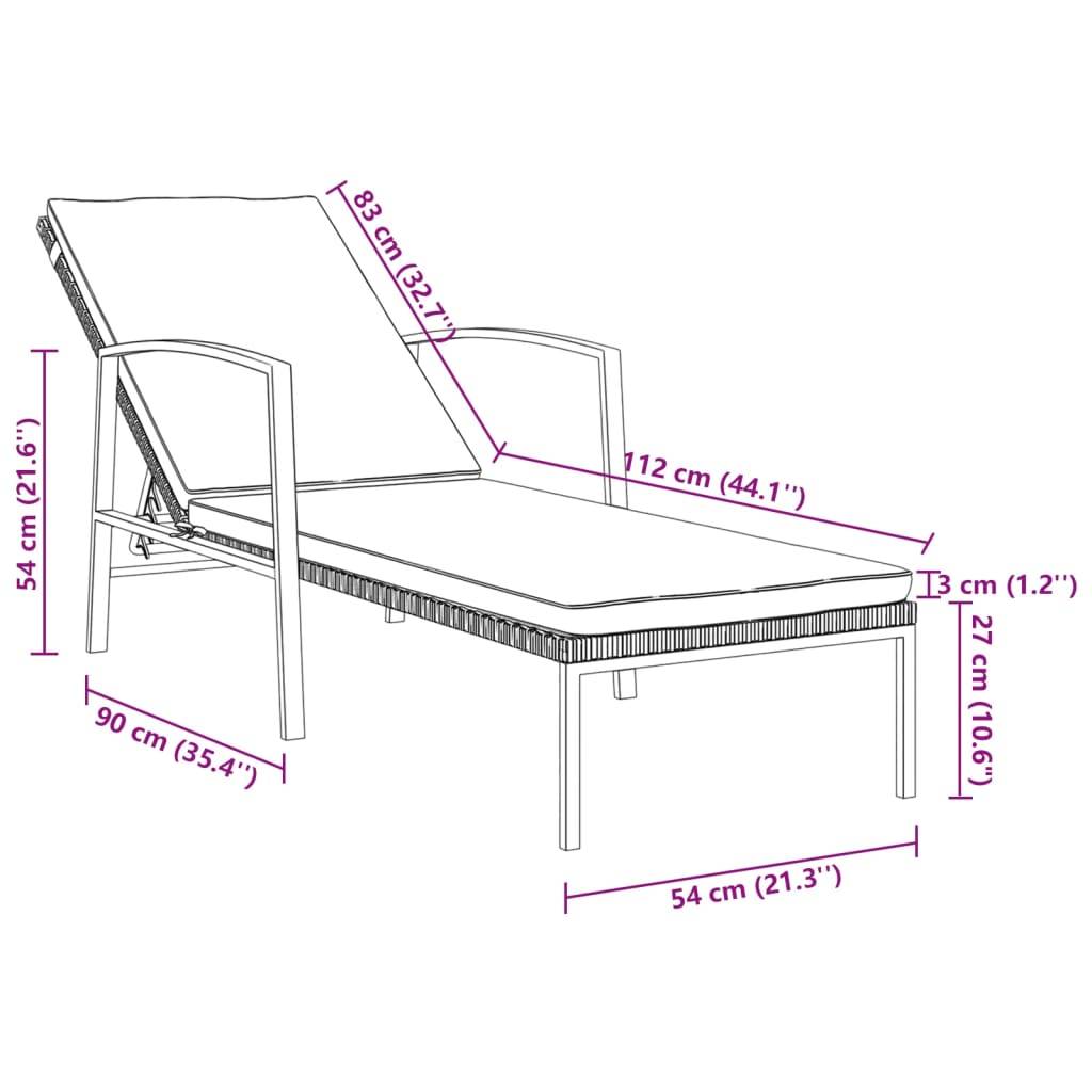 Vidaxl - Chaise longue de jardin avec coussin Résine tressée Gris vidaXL 317636 - Image 3
