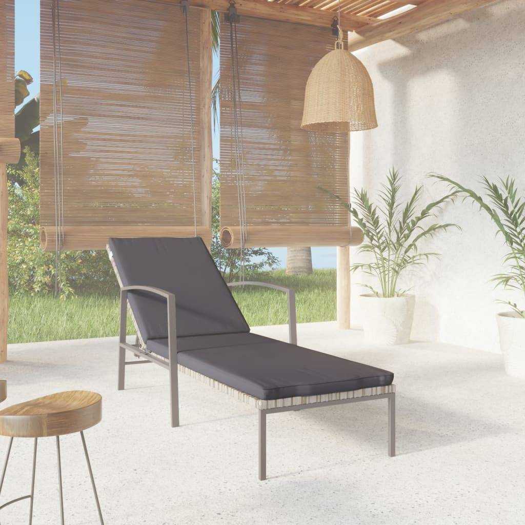 Vidaxl - Chaise longue de jardin avec coussin Résine tressée Gris vidaXL 317636 - Image 1
