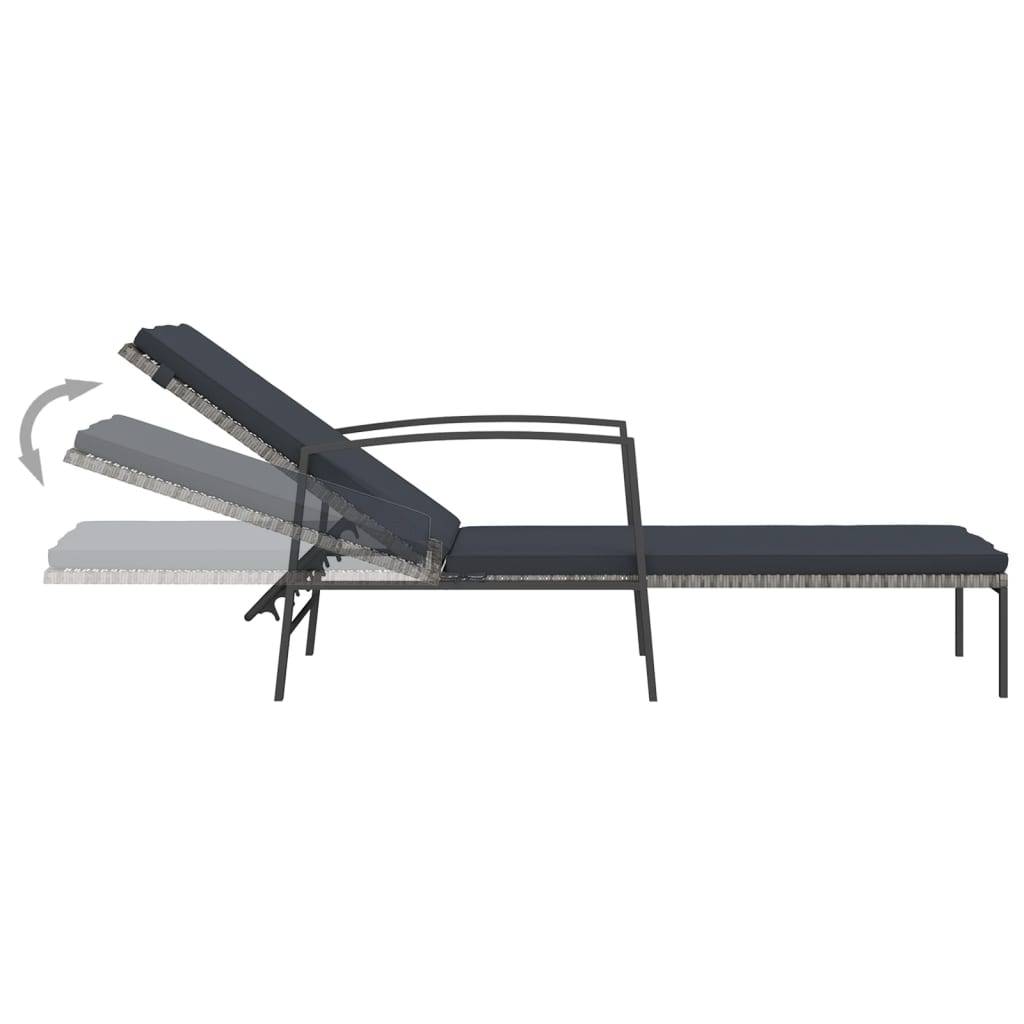 Vidaxl - Chaise longue de jardin avec coussin Résine tressée Gris vidaXL 317636 - Image 7