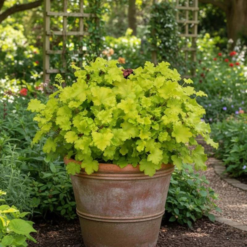 Heuchere Lime Marmalade® à fleurs Rose/Blanche - feuillage Persistant - Pot de 3L - 10/40 cm - Image 4