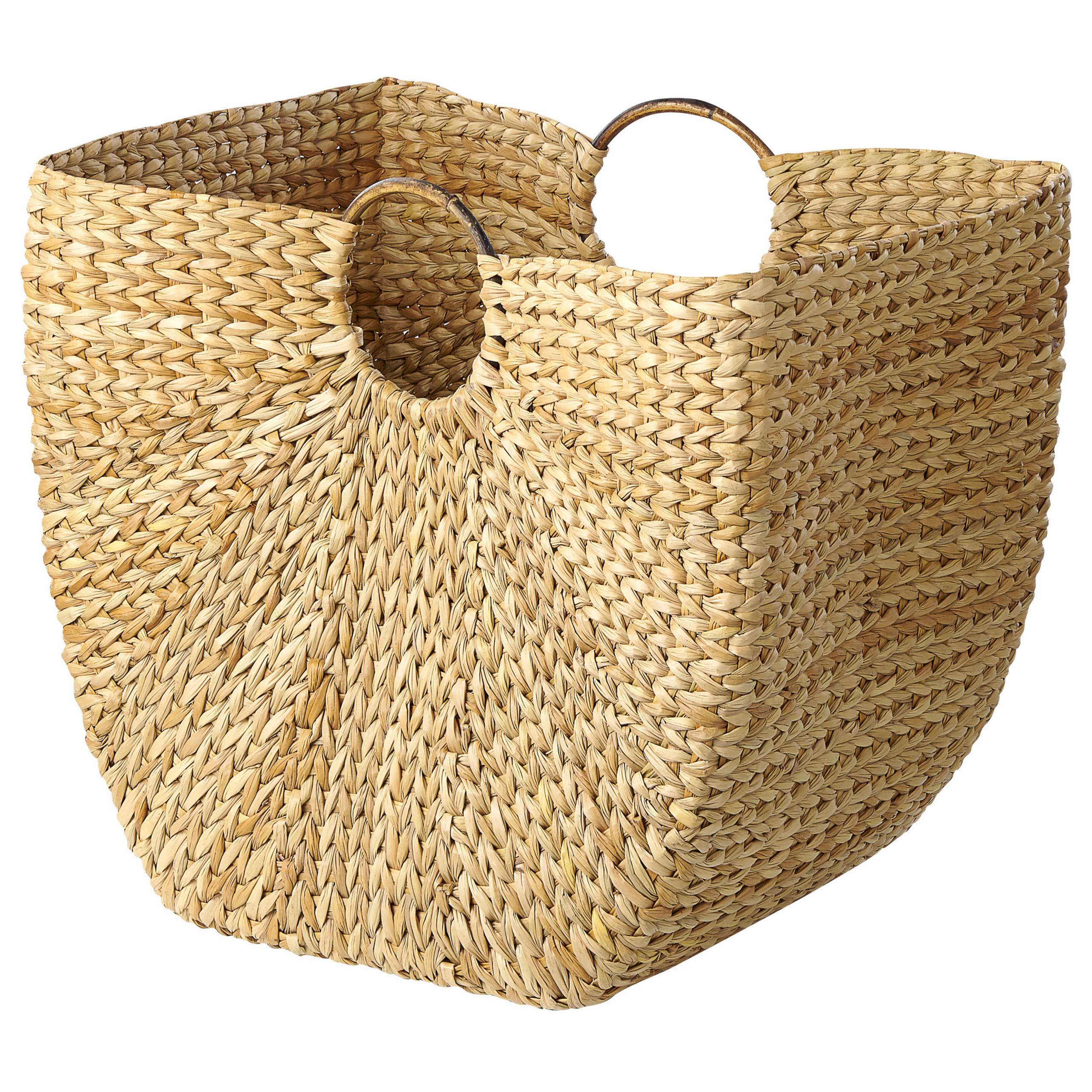 Beliani - Panier Naturel en Fibres de Jacinthe D'eau 51 cm Fait Main Rangement Intérieur Corbeille pour Linge Facile à Entretenir - Imagen 3