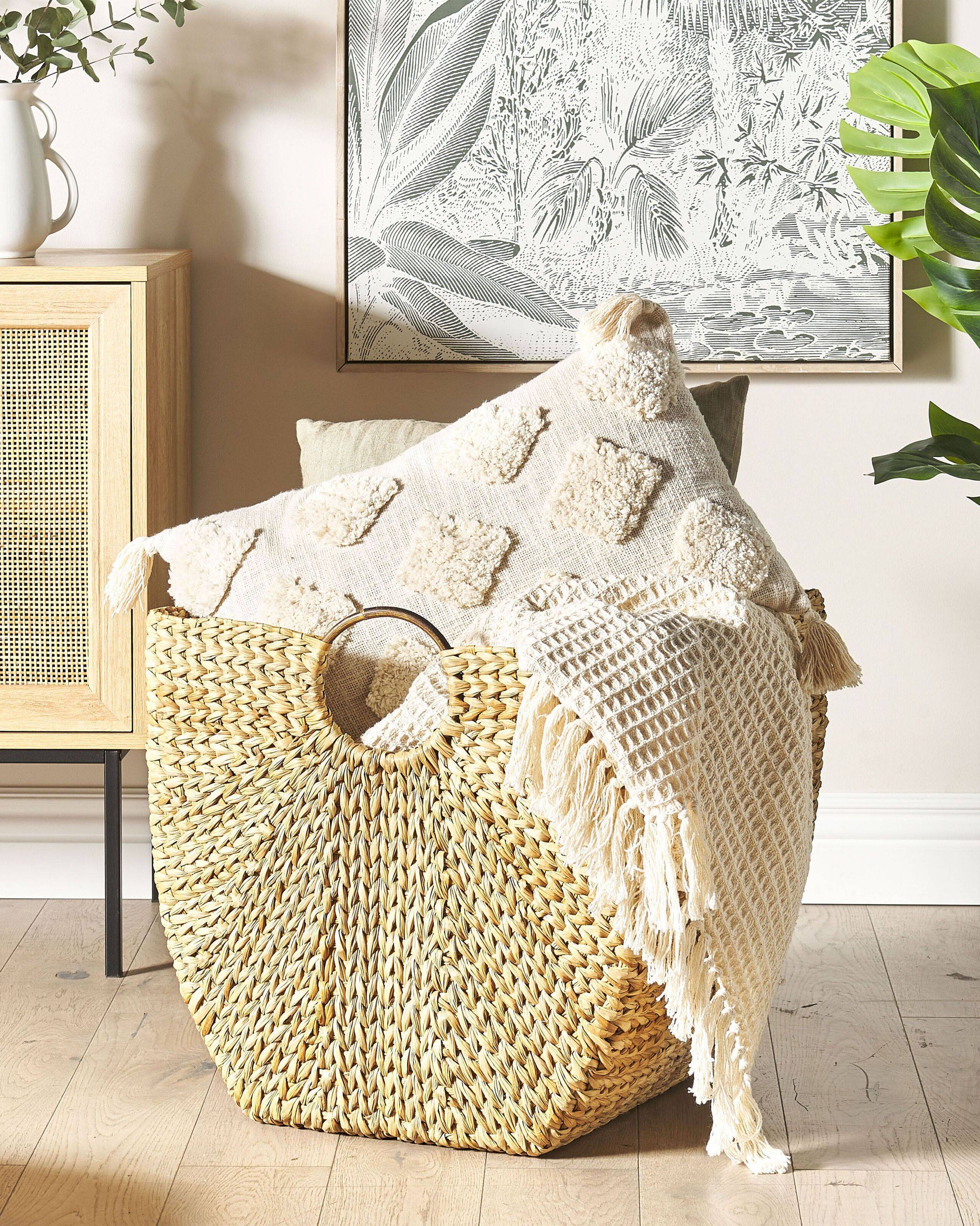 Beliani - Panier Naturel en Fibres de Jacinthe D'eau 51 cm Fait Main Rangement Intérieur Corbeille pour Linge Facile à Entretenir - Imagen 1