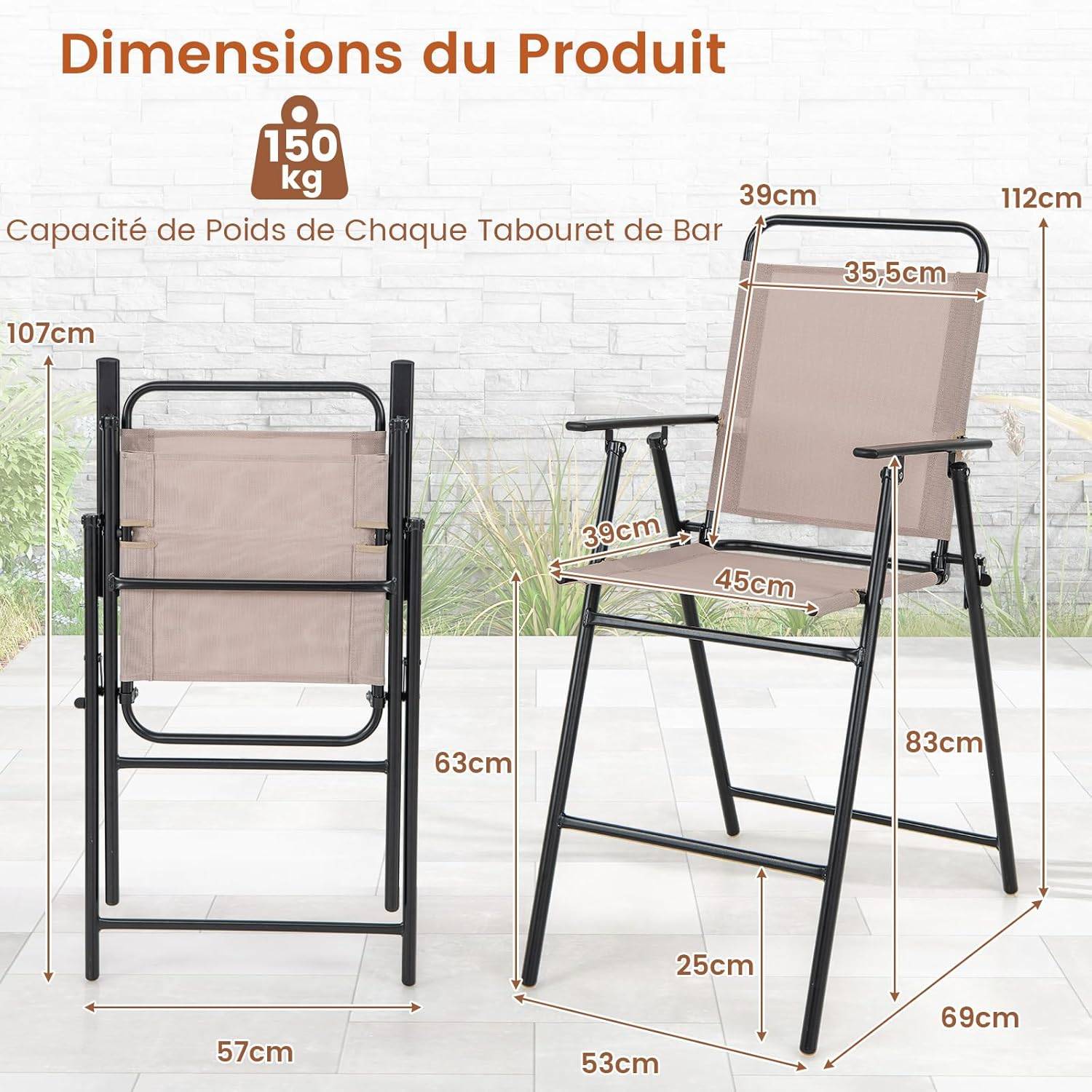 Juskys Chaise De Jardin Calena Lot De 2 – Dossier 7 Positions, Pliable, Acier Thermolaqué Et Tissu Respirant