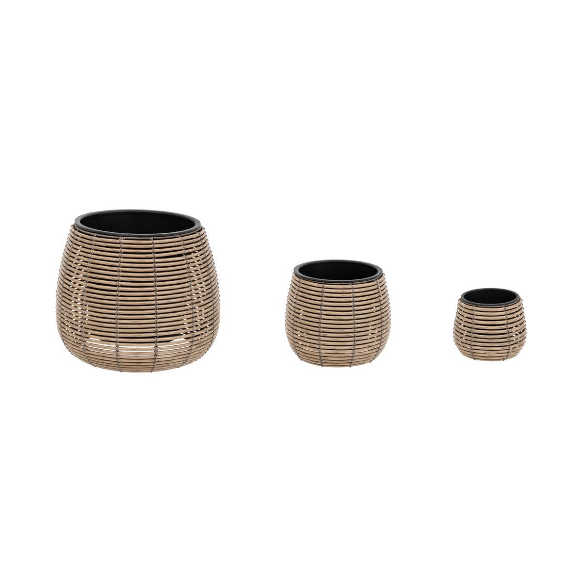 Lot de 3 Cache-pots aspect Rotin D 20 D 29 et D 45 cm - Image 1