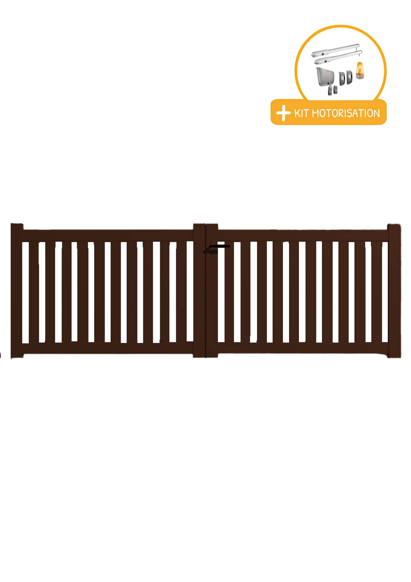 Portail Packit - Portail alu battant ajouré en kit +MOT dim. L.3000 (entre piliers) X H.1200 mmMOT SGS Essential (vérins)  Marron (RAL 1247)