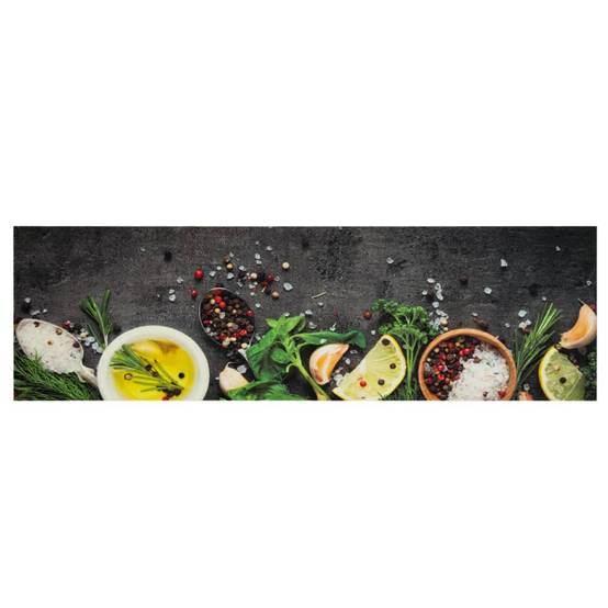 Tapis De Cuisine Long 80x300 Cm – Cuillères & Épices Colorées, Dos Gel Antidérapant, Lavable En Machine
