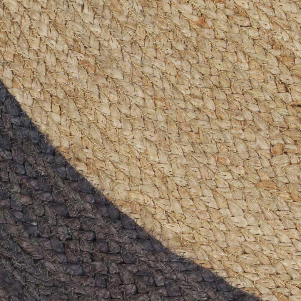 Grand Tapis Rond Jute Artisanal Bicolore Texture Attrayante pour Intérieur Gris Foncé 150 cm – ComfortXL Outdoor Living - Imagen 4
