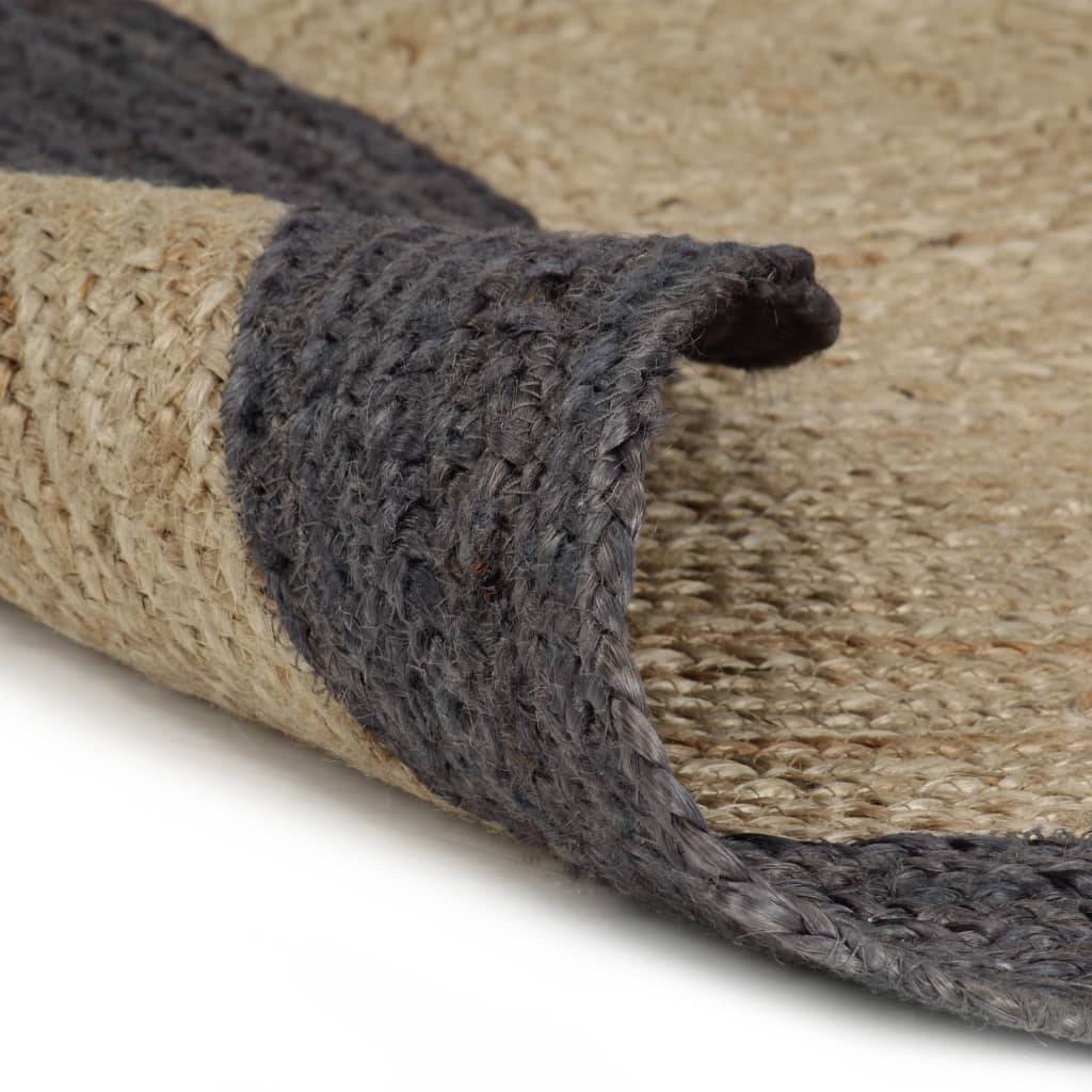 Grand Tapis Rond Jute Artisanal Bicolore Texture Attrayante pour Intérieur Gris Foncé 150 cm – ComfortXL Outdoor Living - Imagen 2
