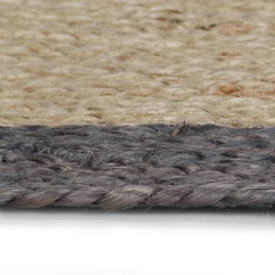 Grand Tapis Rond Jute Artisanal Bicolore Texture Attrayante pour Intérieur Gris Foncé 150 cm – ComfortXL Outdoor Living - Imagen 3