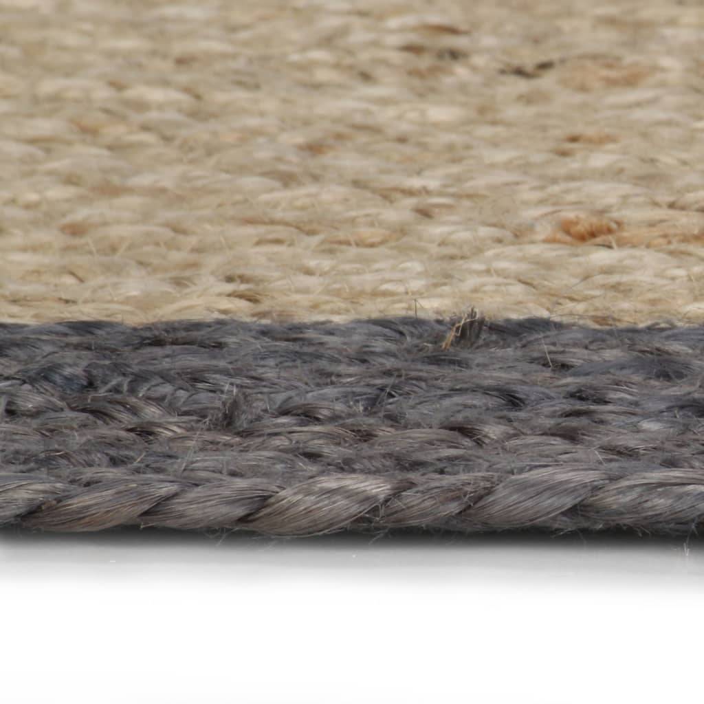 Grand Tapis Rond Jute Artisanal Bicolore Texture Attrayante pour Intérieur Gris Foncé 150 cm – ComfortXL Outdoor Living - Imagen 3
