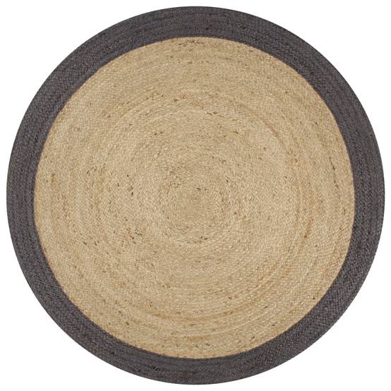 Grand Tapis Rond Jute Artisanal Bicolore Texture Attrayante pour Intérieur Gris Foncé 150 cm – ComfortXL Outdoor Living - Imagen 1