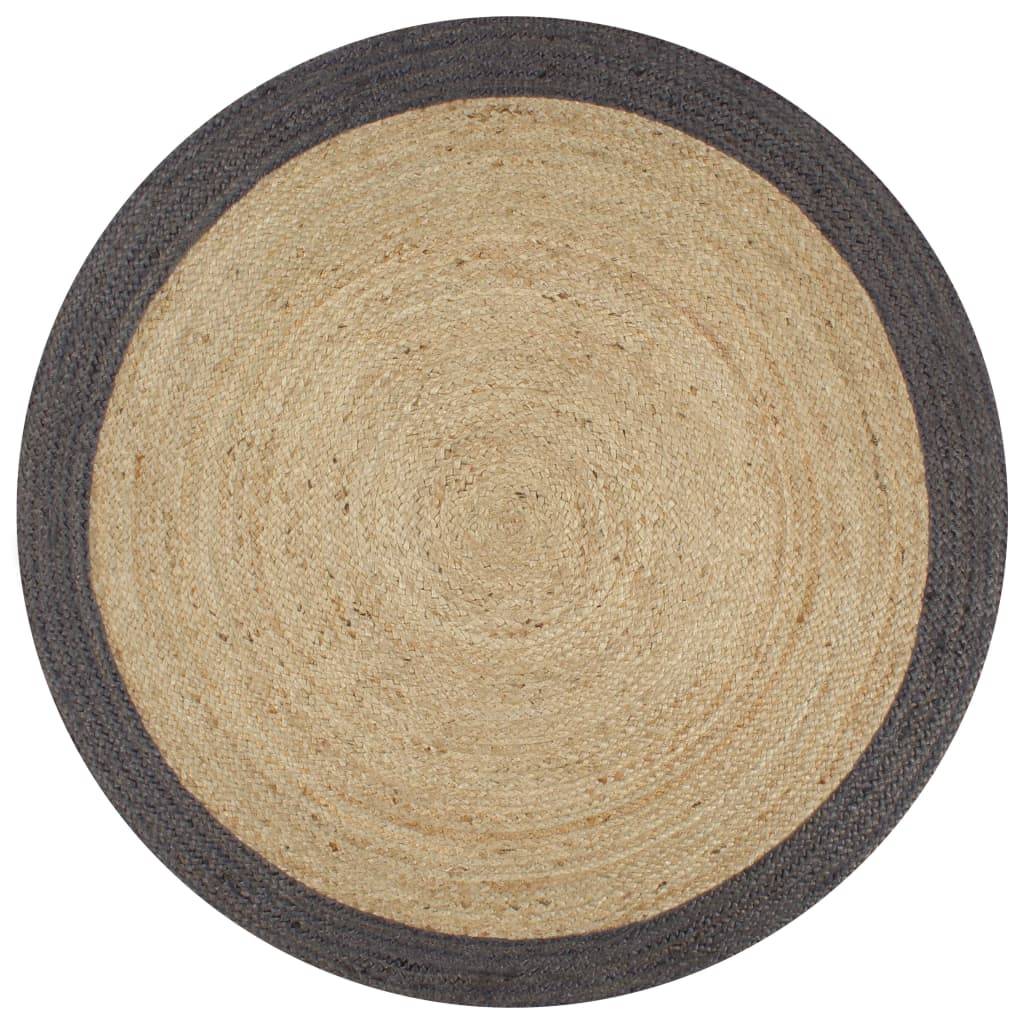 Grand Tapis Rond Jute Artisanal Bicolore Texture Attrayante pour Intérieur Gris Foncé 150 cm – ComfortXL Outdoor Living - Imagen 1