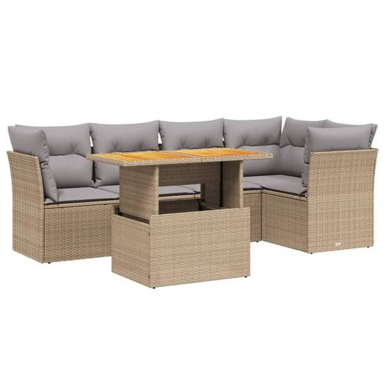 ComfortXL - Salon de jardin repas 4 places résine tressée avec table haute réglable plateau acacia Beige – ComfortXL Outdoor Living - Image 2
