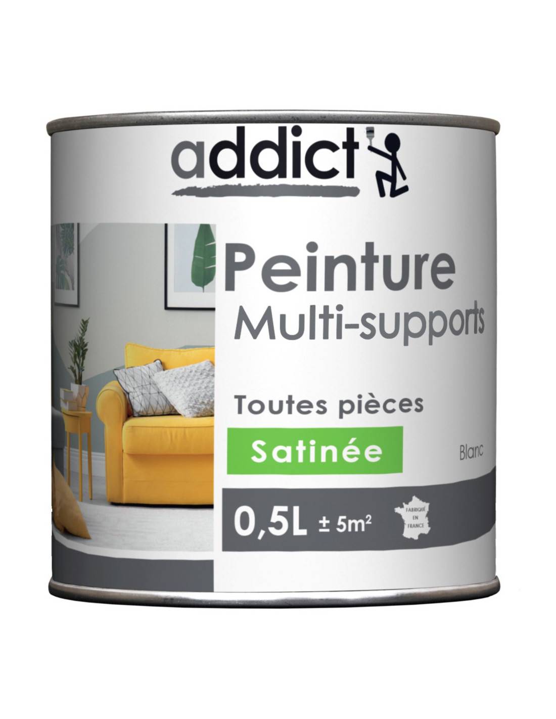 Peinture Addict Cendre Satin Multi-supports, Finition Satinée, Séchage Rapide - Addict - Image 1