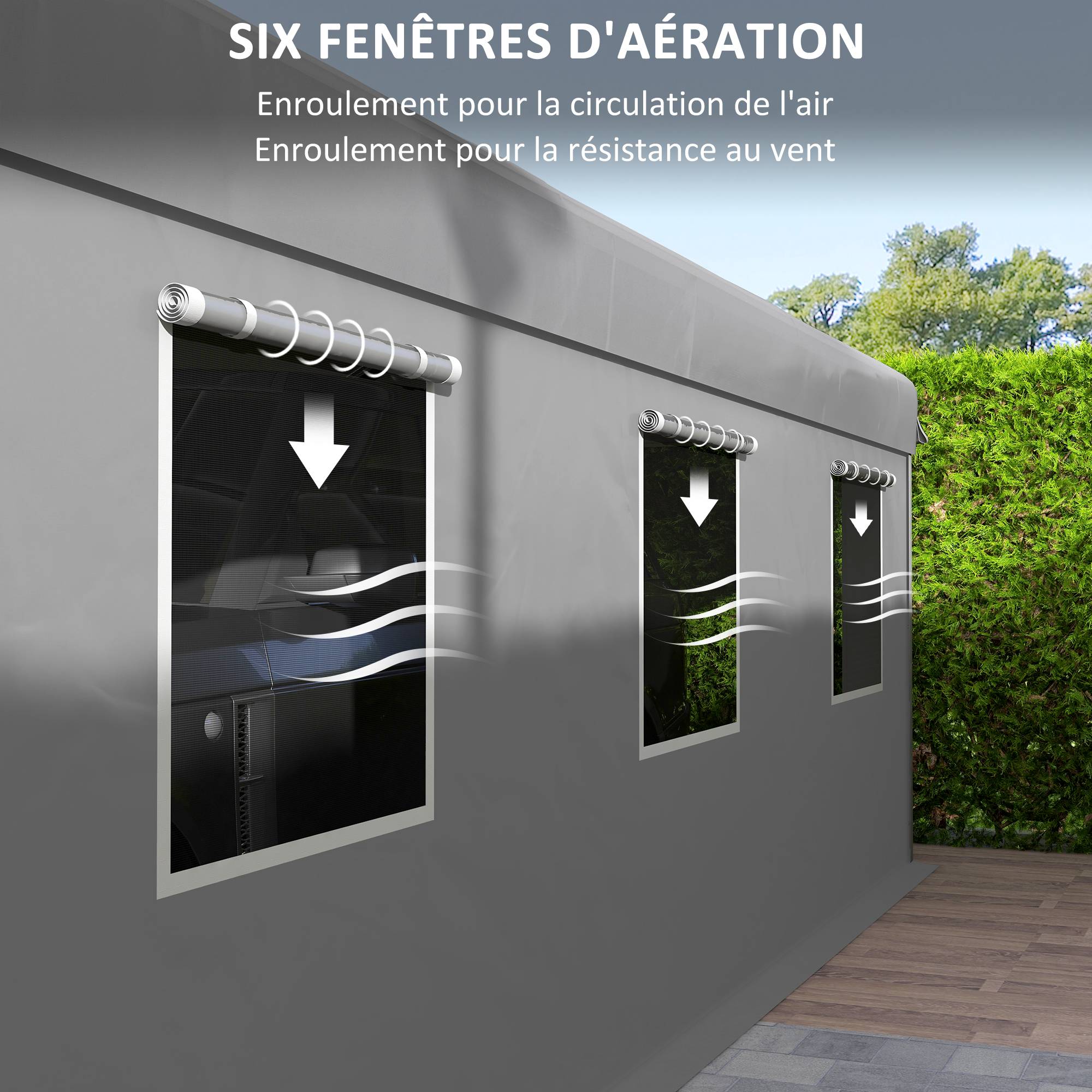 Tente garage carport PE acier galvanisé protection portes fenêtres 600x295cm Gris clair - ComfortXL Outdoor Living - Image 7