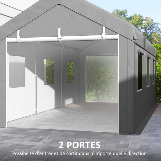 Tente garage carport PE acier galvanisé protection portes fenêtres 600x295cm Gris clair - ComfortXL Outdoor Living - Image 8