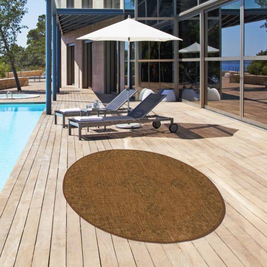 Decoweb - Tapis rond d'extérieur ou d'intérieur aspect naturel - Kira - Camel - Ø 120 cm - Decoweb - Imagen 2