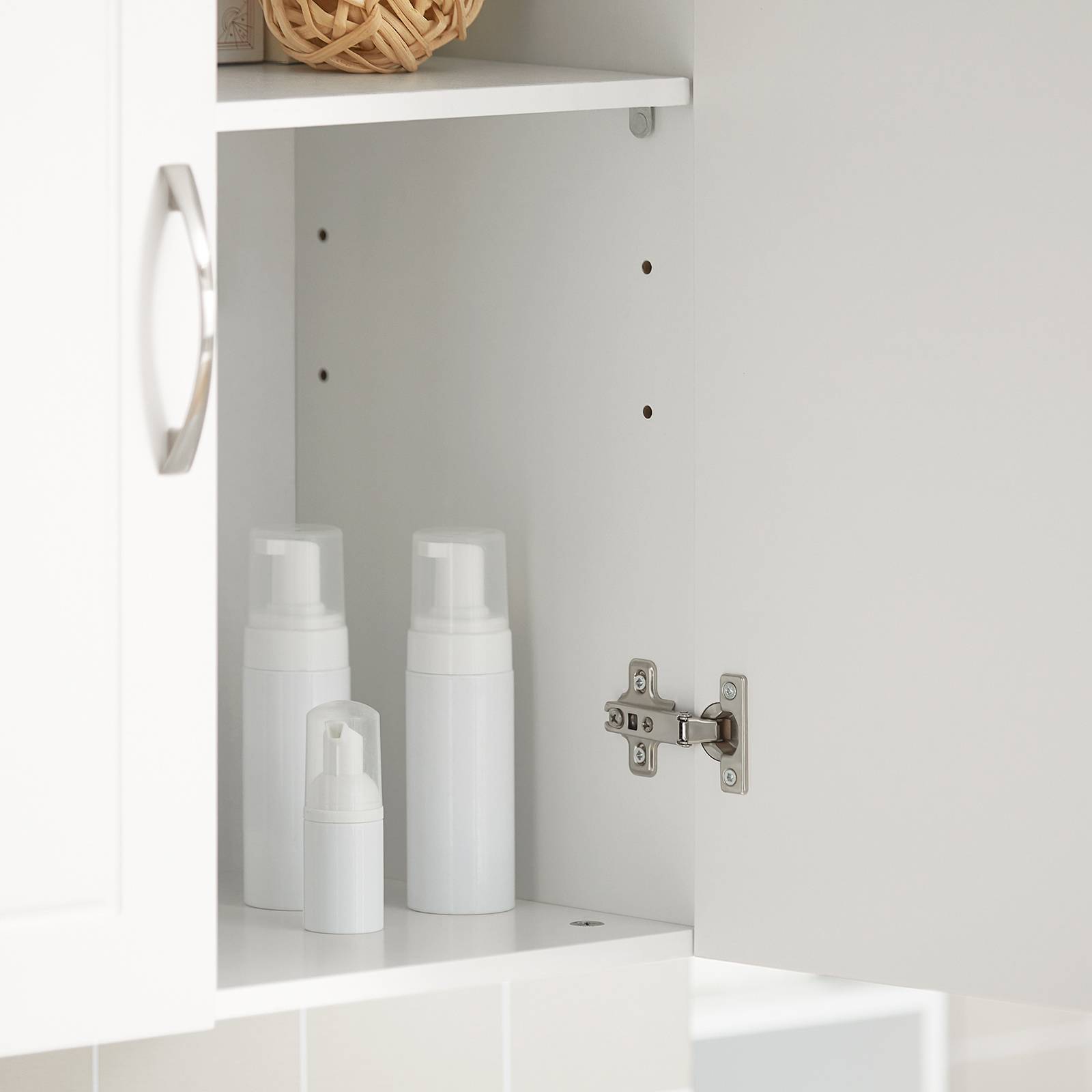 SoBuy Armoire Murale Salle De Bain BZR188-W - 2 Portes 3 Compartiments Latéraux Blanc 75x30x60cm