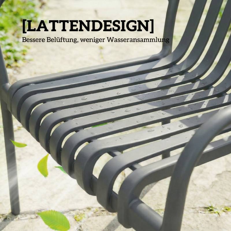 Lot 4 chaises de jardin polypropylène empilables avec accoudoirs extérieur gris foncé - ComfortXL Outdoor Living - Image 6