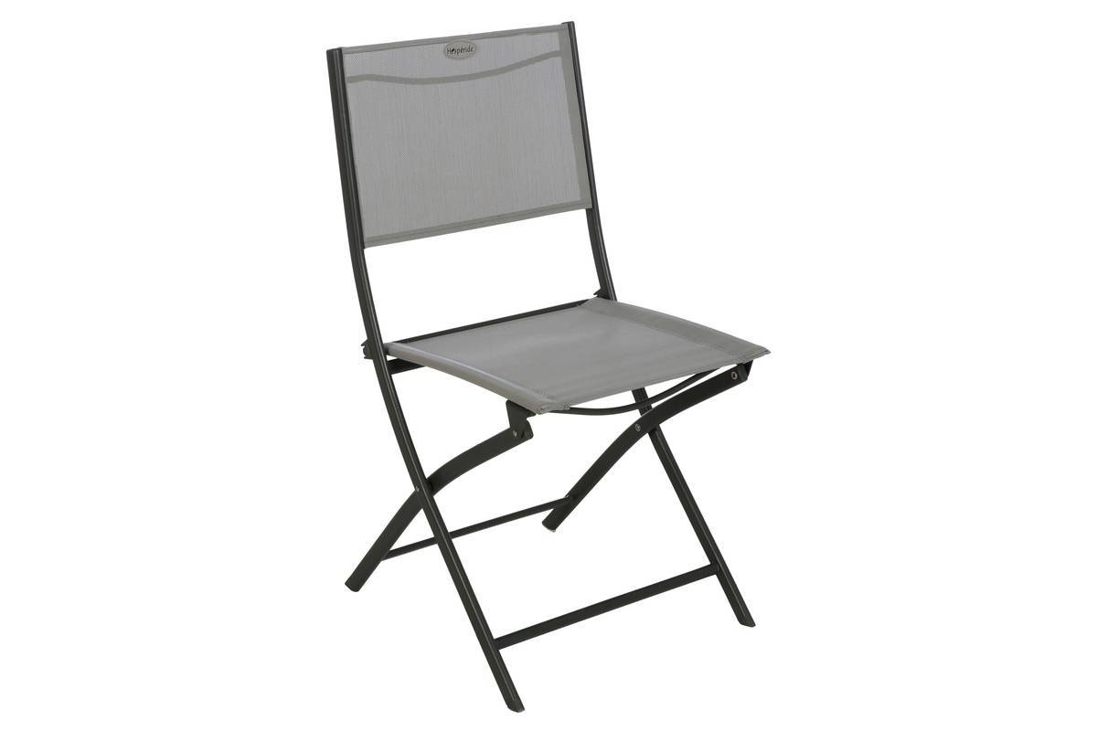 Hesperide - Lot de 4 chaises de jardin pliantes "Modula" galet & graphite acier traité époxy Hespéride - Image 1