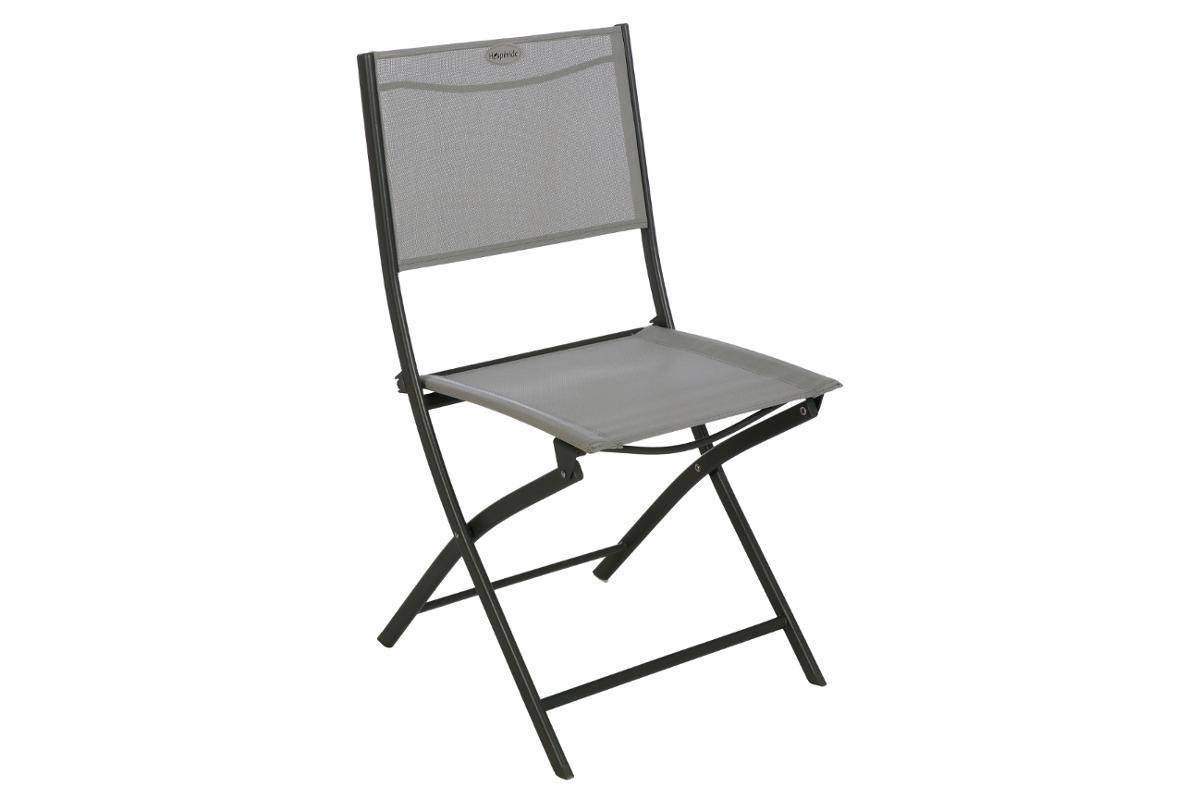 Hesperide - Lot de 4 chaises de jardin pliantes "Modula" galet & graphite acier traité époxy Hespéride - Image 3