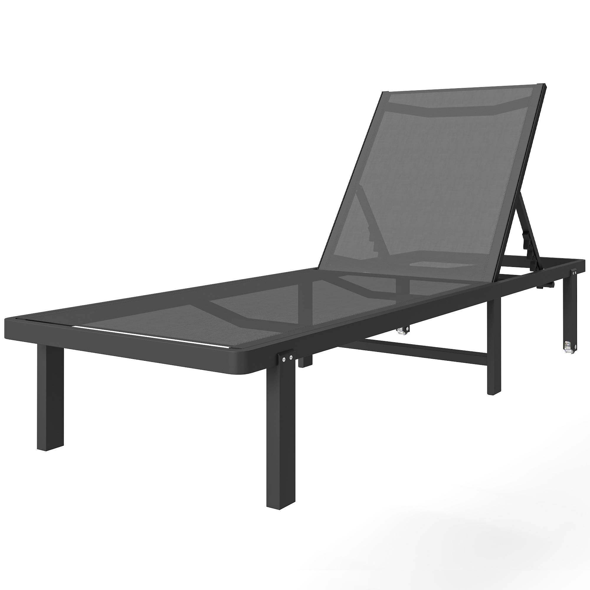 Bain de Soleil Transat de Jardin avec Roulettes Inclinable - 190x62x88cm Aluminium Gris foncé fr38