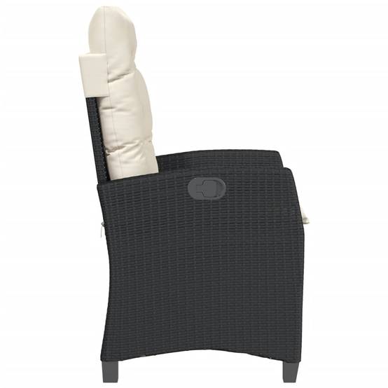 Chaise inclinable de jardin avec coussins noir résine tressée 57 x 66 x 93 cm, Poids :11.2kg - PANGIVO - Image 5