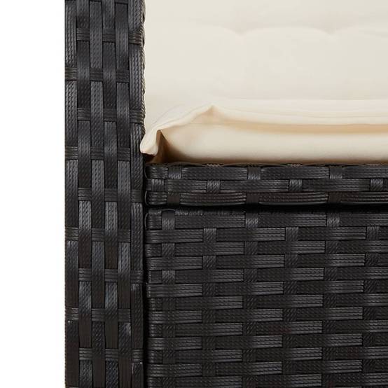 Chaise inclinable de jardin avec coussins noir résine tressée 57 x 66 x 93 cm, Poids :11.2kg - PANGIVO - Image 9