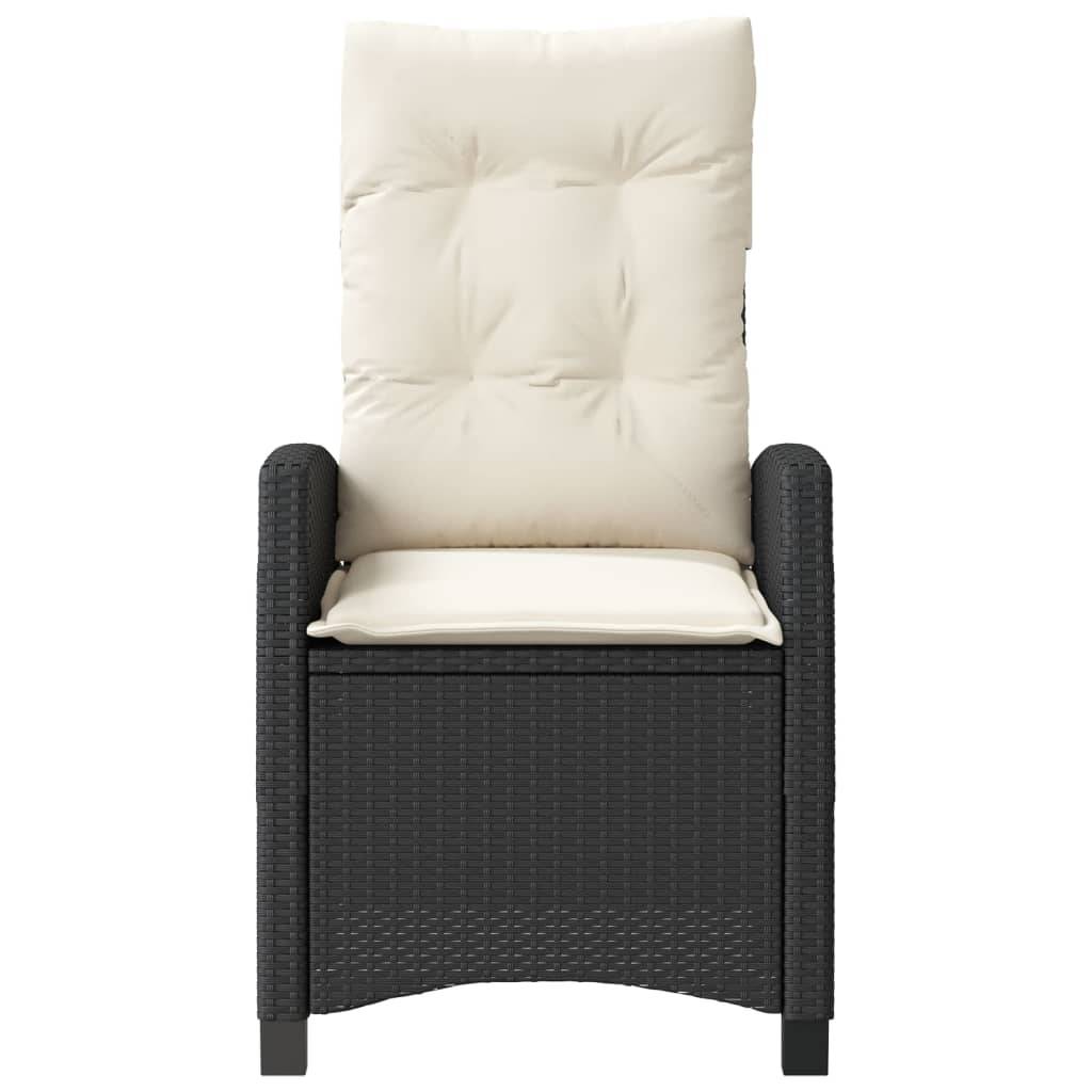 Chaise inclinable de jardin avec coussins noir résine tressée 57 x 66 x 93 cm, Poids :11.2kg - PANGIVO - Image 4