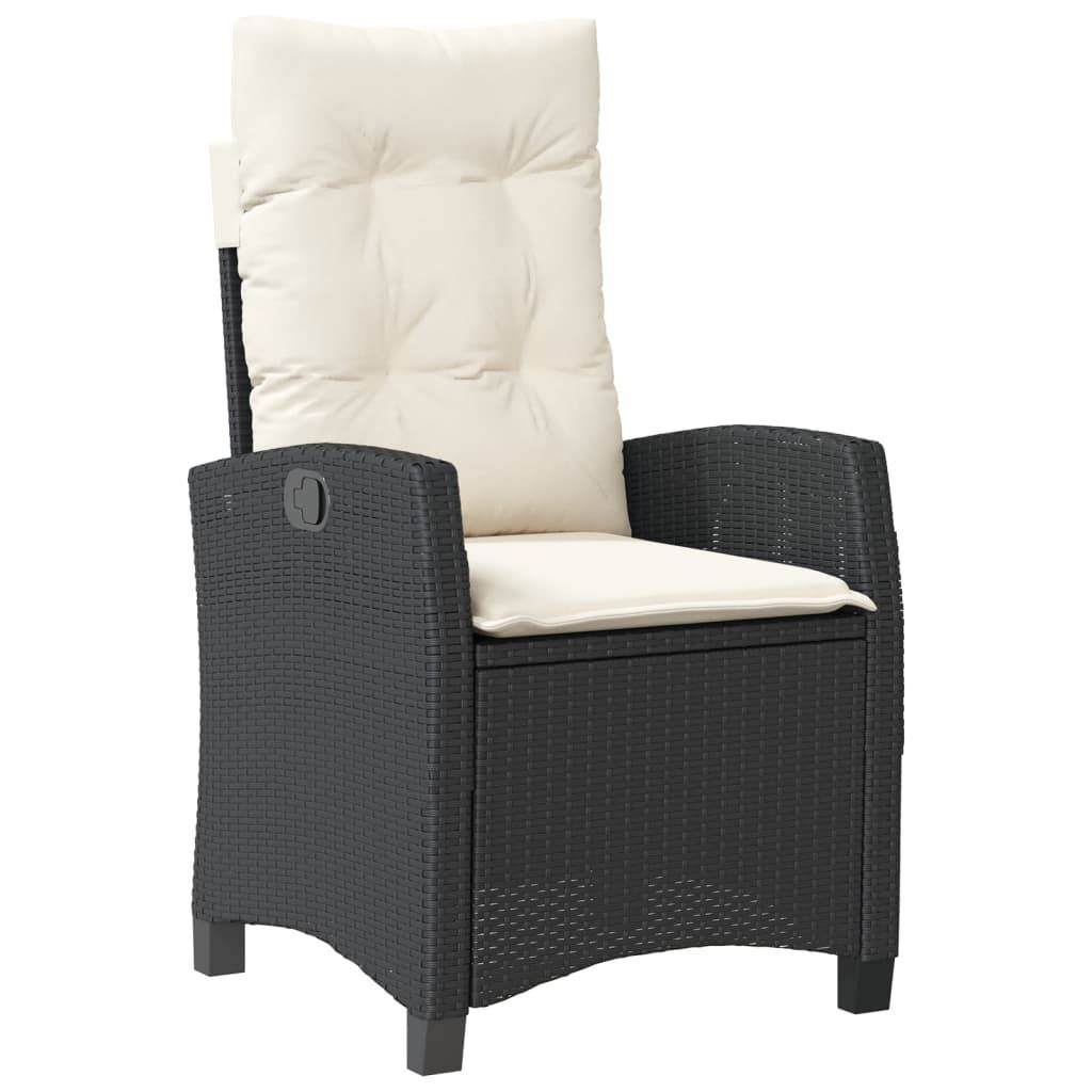 Chaise inclinable de jardin avec coussins noir résine tressée 57 x 66 x 93 cm, Poids :11.2kg - PANGIVO - Image 2