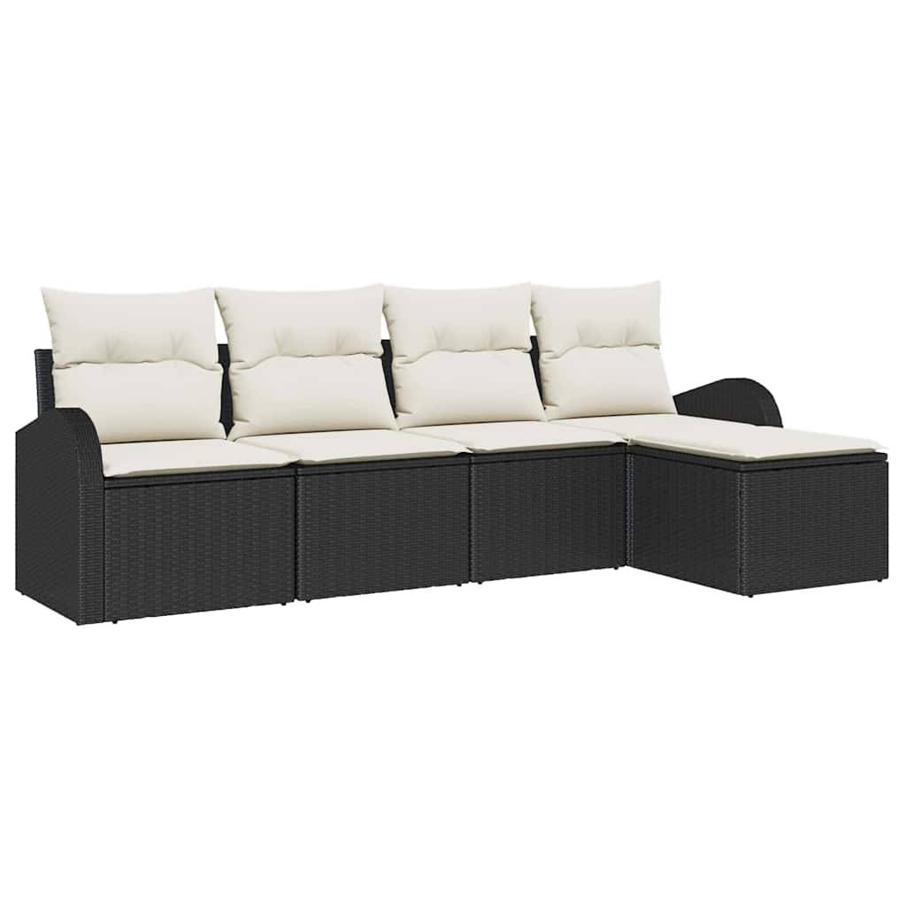 Salon de Jardin 5 Places en Poly Rotin Modulable avec Pouf Confortable Noir – ComfortXL Outdoor Living - Image 2
