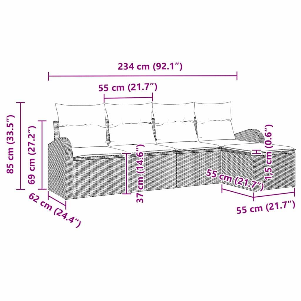 Salon de Jardin 5 Places en Poly Rotin Modulable avec Pouf Confortable Noir – ComfortXL Outdoor Living - Image 4