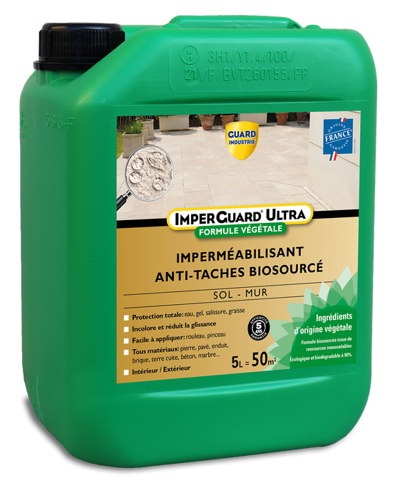 ImperGuard Ultra Formule Végétale Imperméabilisant Super Antitache Incolore Toute Pierre 5L 50m2 - Image 1