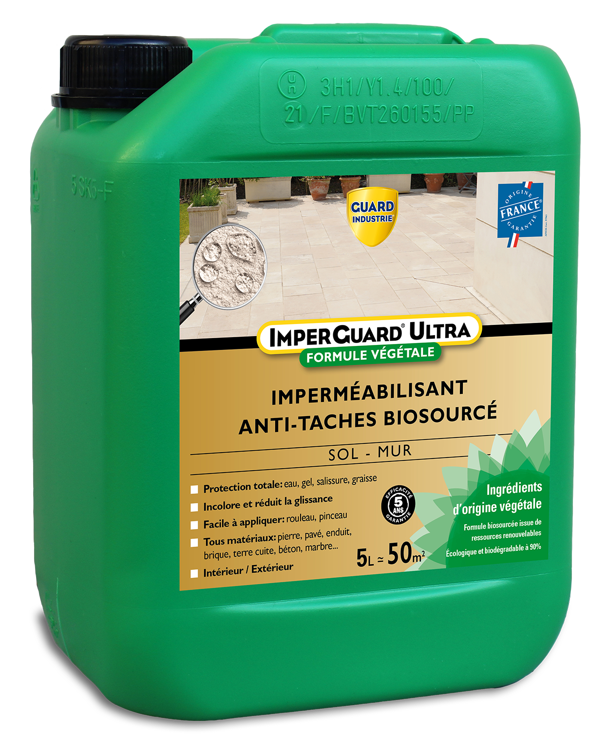 ImperGuard Ultra Formule Végétale Imperméabilisant Super Antitache Incolore Toute Pierre 5L 50m2 - Image 1