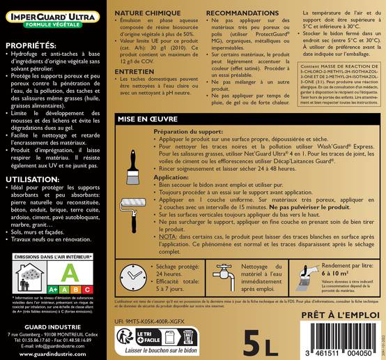ImperGuard Ultra Formule Végétale Imperméabilisant Super Antitache Incolore Toute Pierre 5L 50m2 - Image 3